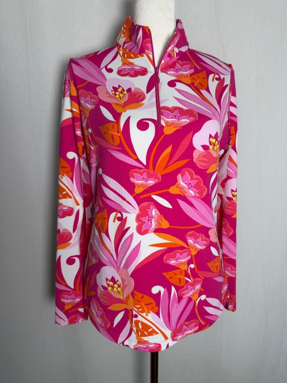 IBKUL UBHOT CAPRESE PINK MEGAHEAT Long Sleeve Mock Golf Shirt Size S Quarter Zip - Picture 2 of 12
